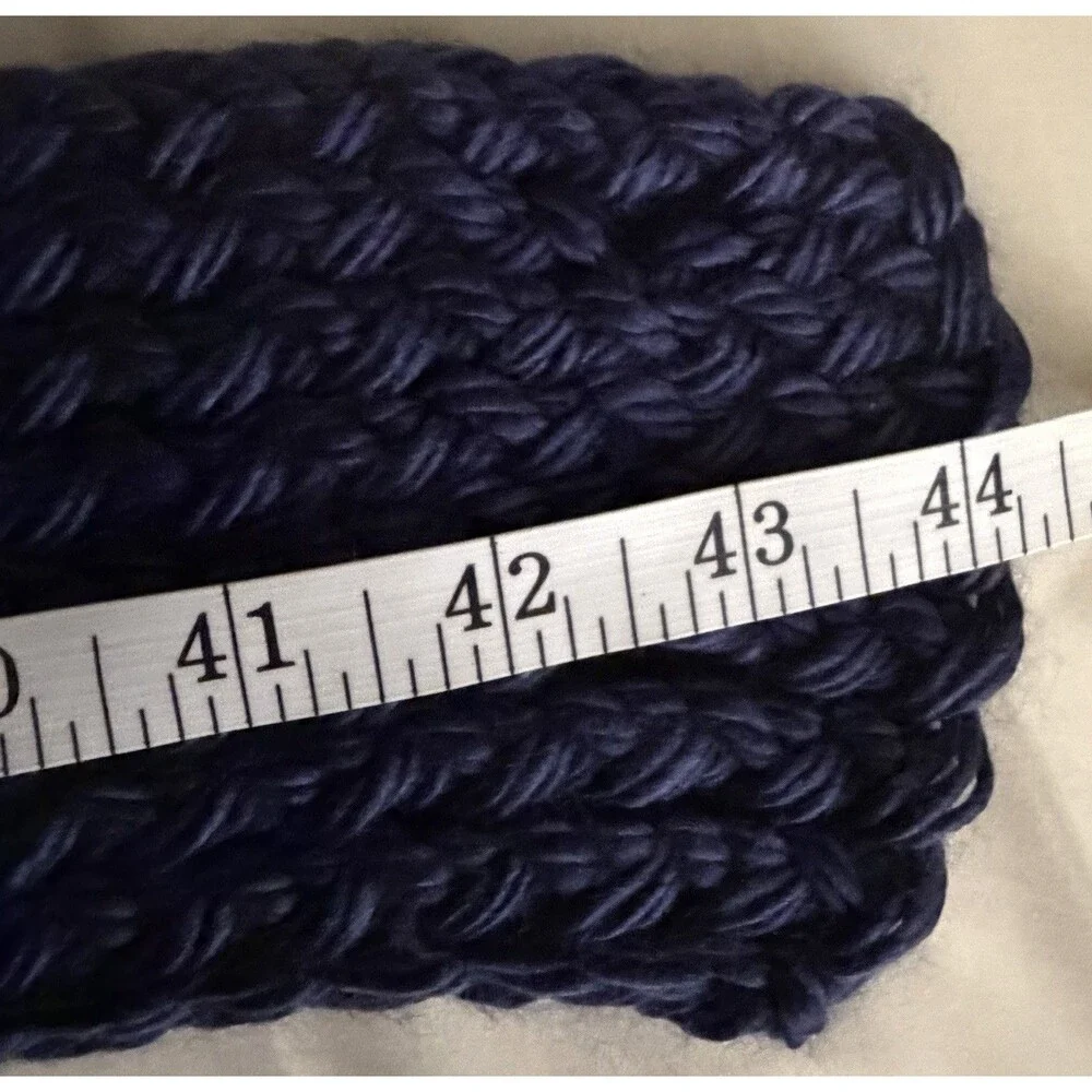 Handmade Dark Blue Winter Beanie Hat and Scarf Set for Kids Winter Wear